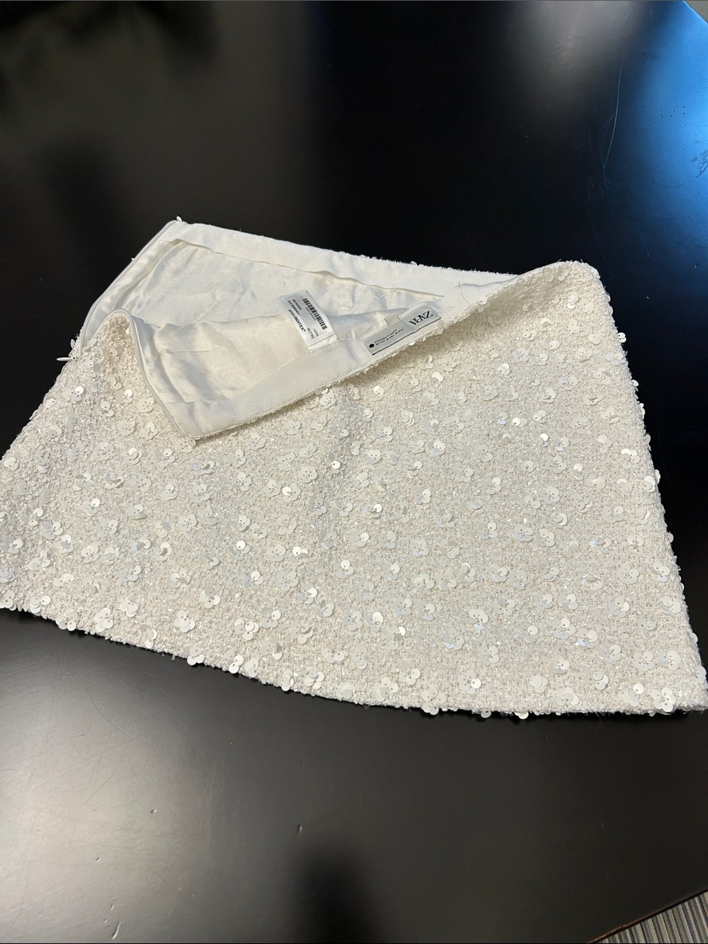 Zara White Sequin Mini Skirt - Picture 5 of 5